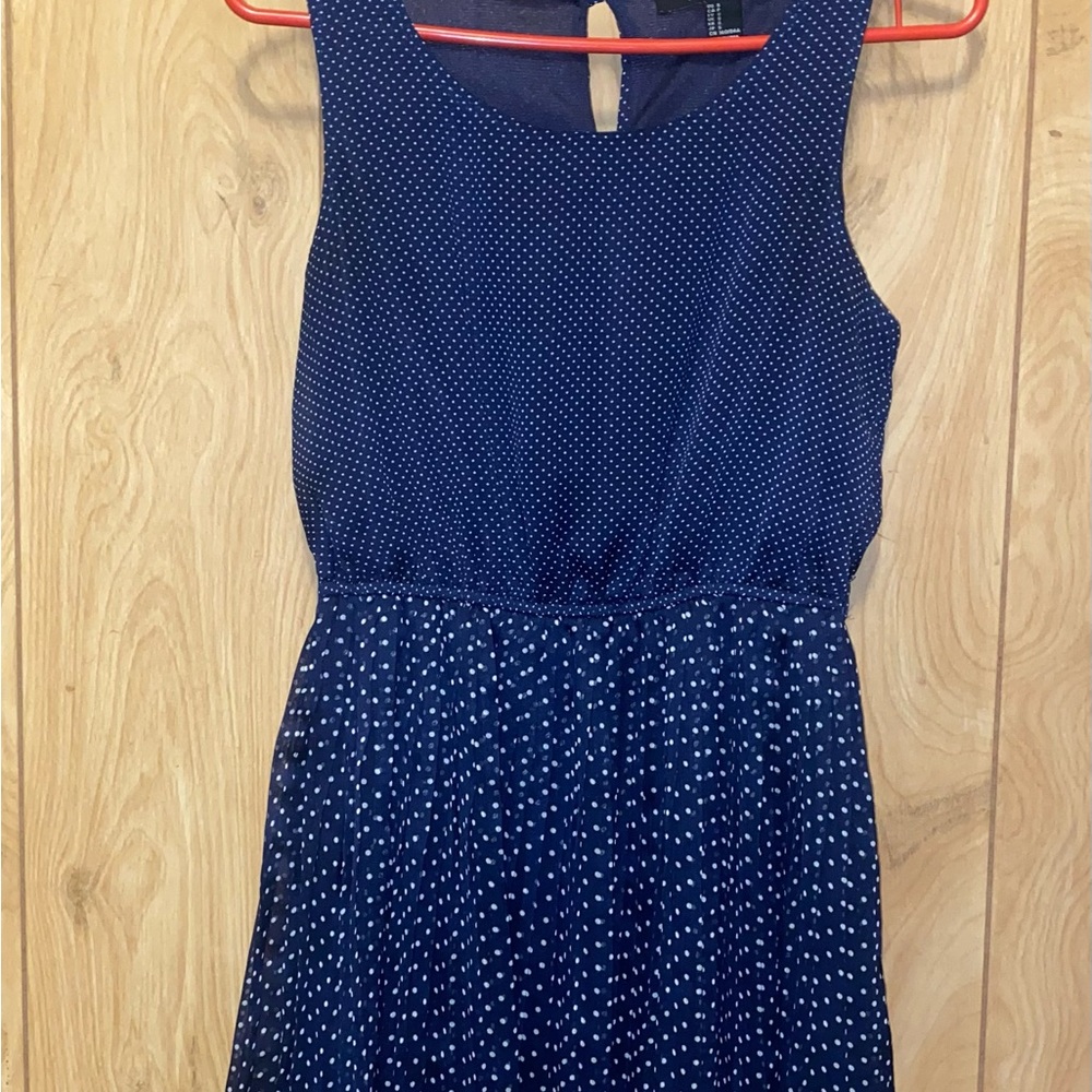 Forever 21 Navy and White Dotted Dress